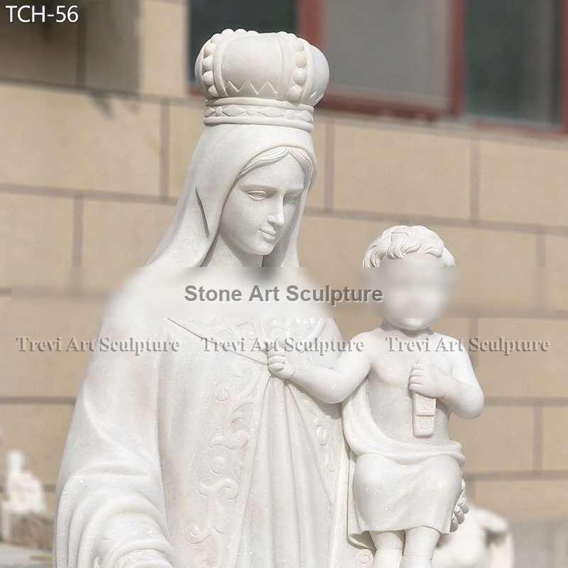 White Marble Mary and Child Statue Religious Garden Decor TCH-56 detail image
