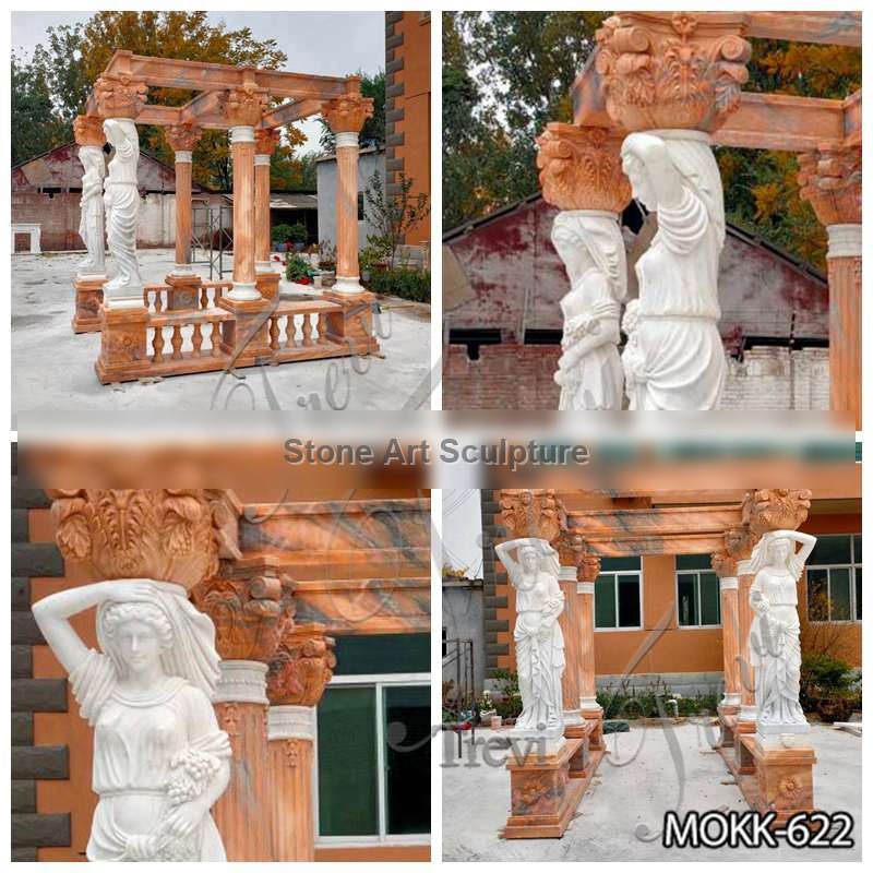 Rectangle Red Marble Statuary Gazebo for Backyards MOKK-622 detail image