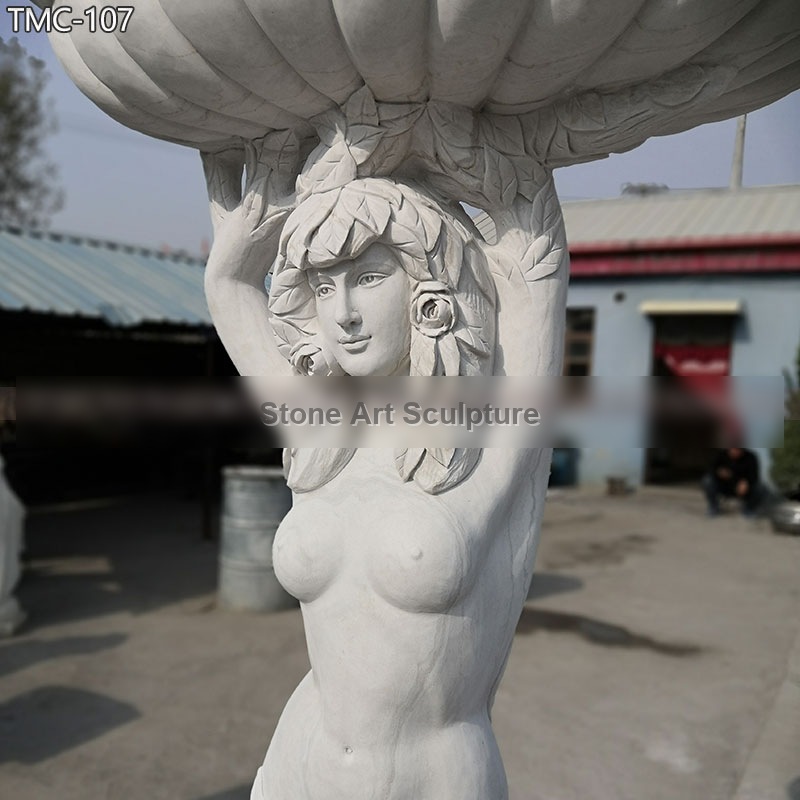 Marble Goddess Garden Statue with Planter for Villa TMC-107 detail image