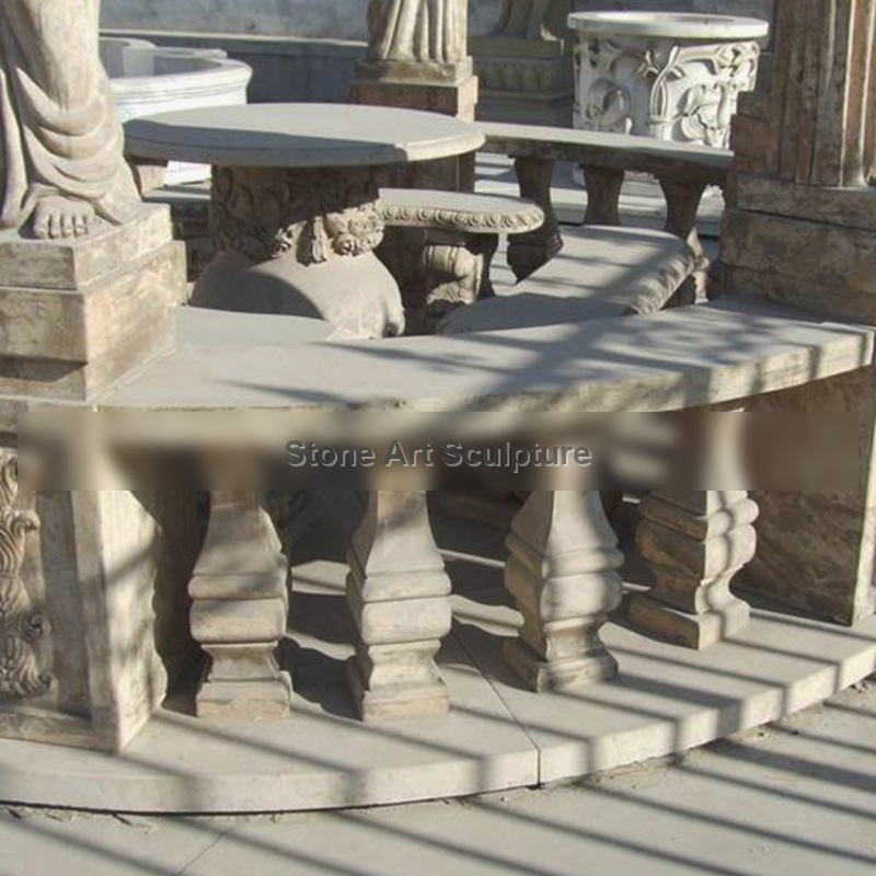 Hot Design Round Gazebo Marble Statue Pavilion with Female for Sale MOKK-20 detail image