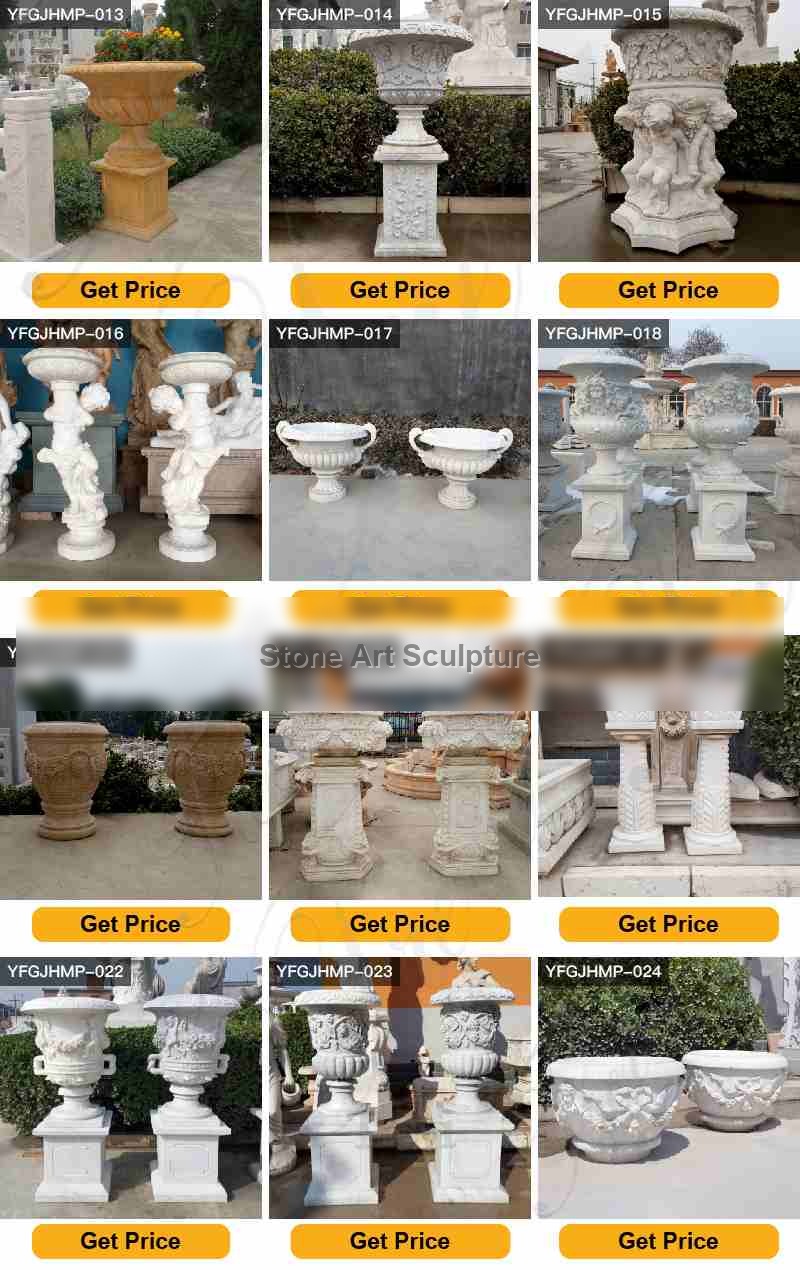Garden White Marble Planters Pots with Angel Sculpture for Sale TMP-08 detail image
