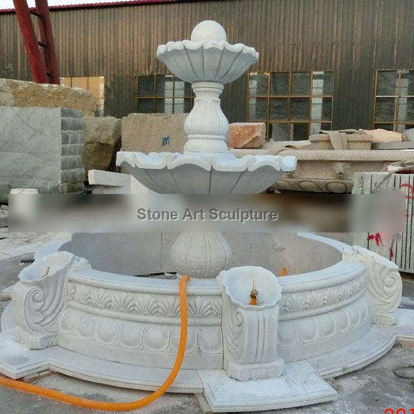 Three tiers white marble water fountain for the center of garden ornaments MOKK-09