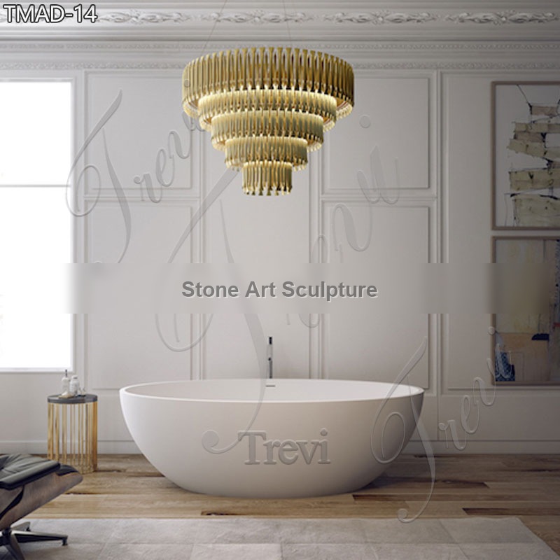 White Luxury Marble Bathtub for Modern Bathroom for Sale TMAD-14 detail image