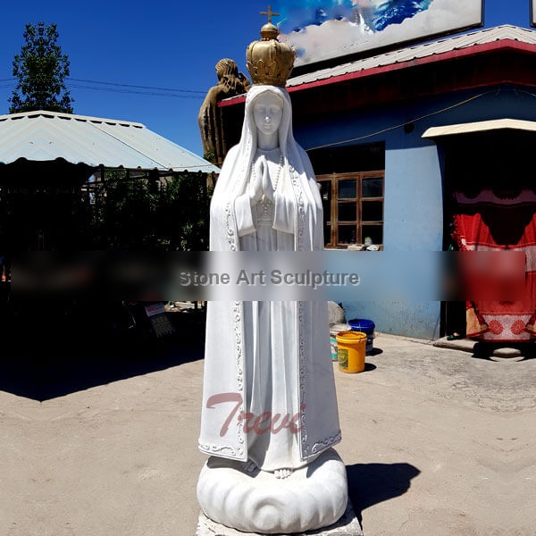 Marbel Our Lady of Fatima Statue with Golden Crown TCH-50 detail image