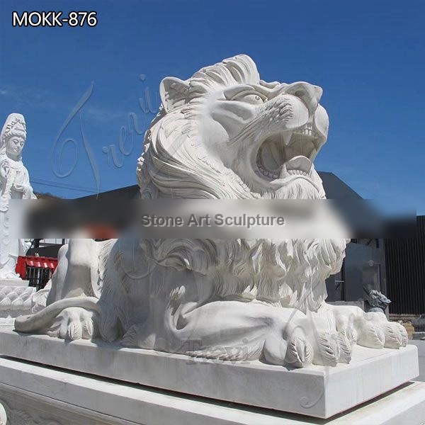 Large Marble Lying Lion Statues for Sale China Factory MOKK-876 detail image