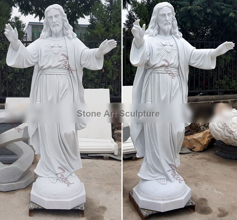 Our Lord jesus sacred heart marble religious garden statues for sale TCH-202 detail image