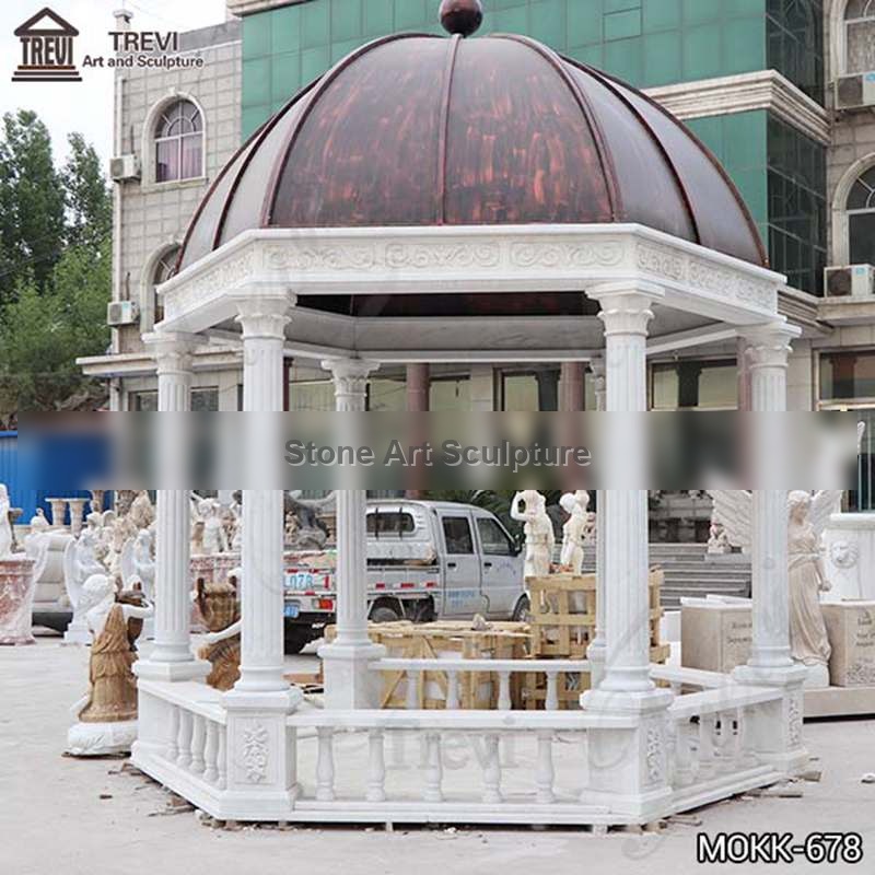Large White Marble Gazebo Garden Decor Supplier MOKK-678 detail image