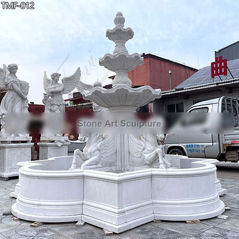 Outdoor Tiered Marble Garden Horse Fountain for Sale TMF-012 detail image