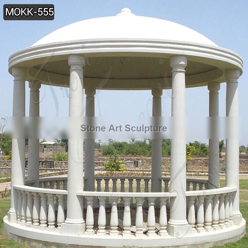 Beautiful Pure White Marble Column Gazebo for Outdoor Decor Supplier MOKK-555