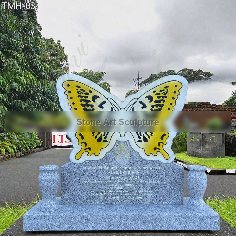 Granite Butterfly Headstones for Graves detail image