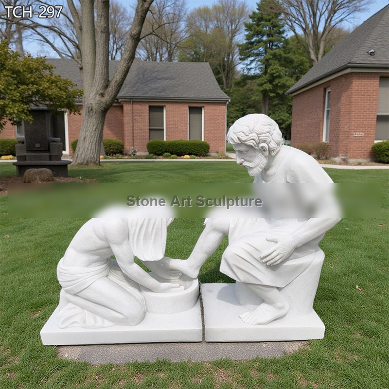 Life Size Marble Jesus Washing Feet Statue