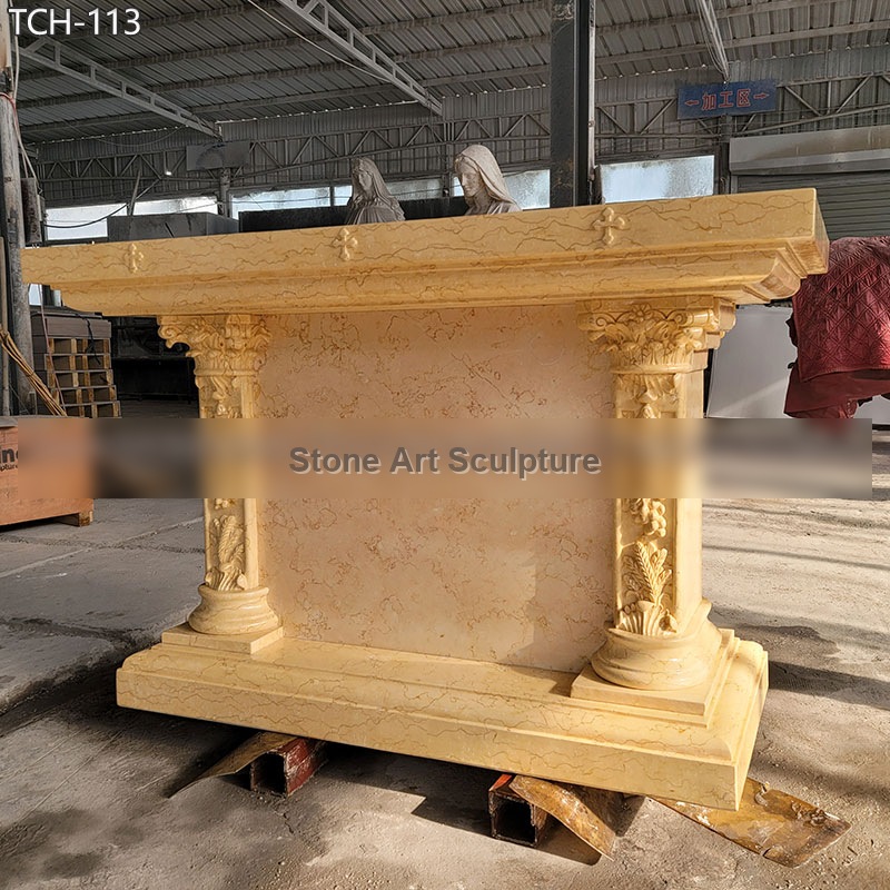 Beige Marble Altar Table for Church Furniture Decor TCH-113 detail image