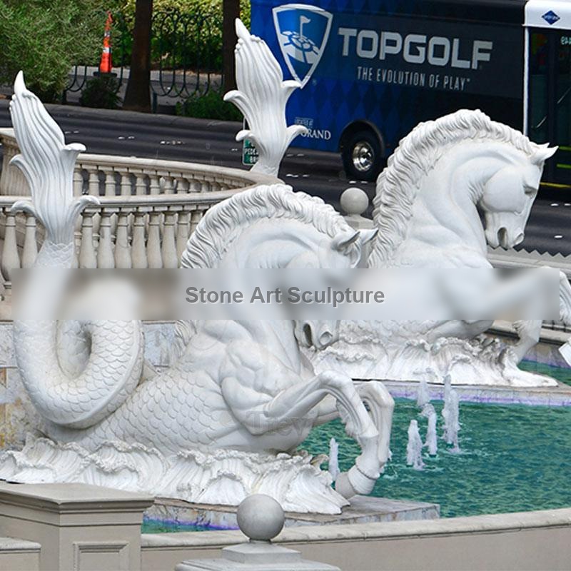 Marble Greek Hippocampus Statue Mythology God of War Art Replica TMC-68 detail image