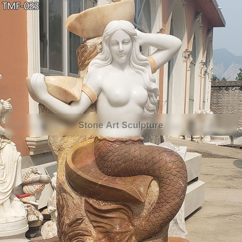 Marble Mermaid Water Fountain Outdoor Decor for Sale detail image