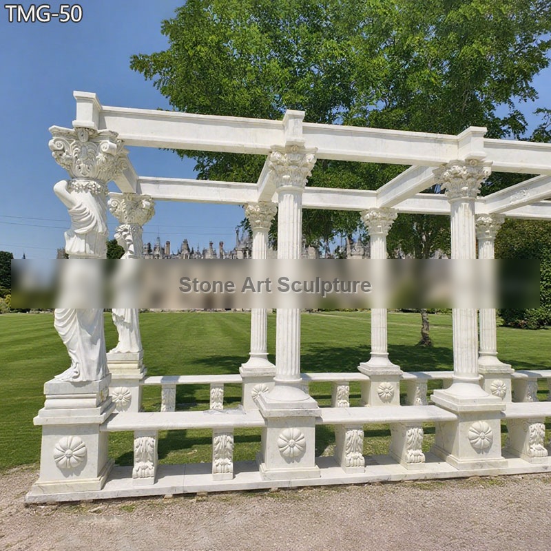 Ornate Marble Greek Pavilion with Female Column detail image
