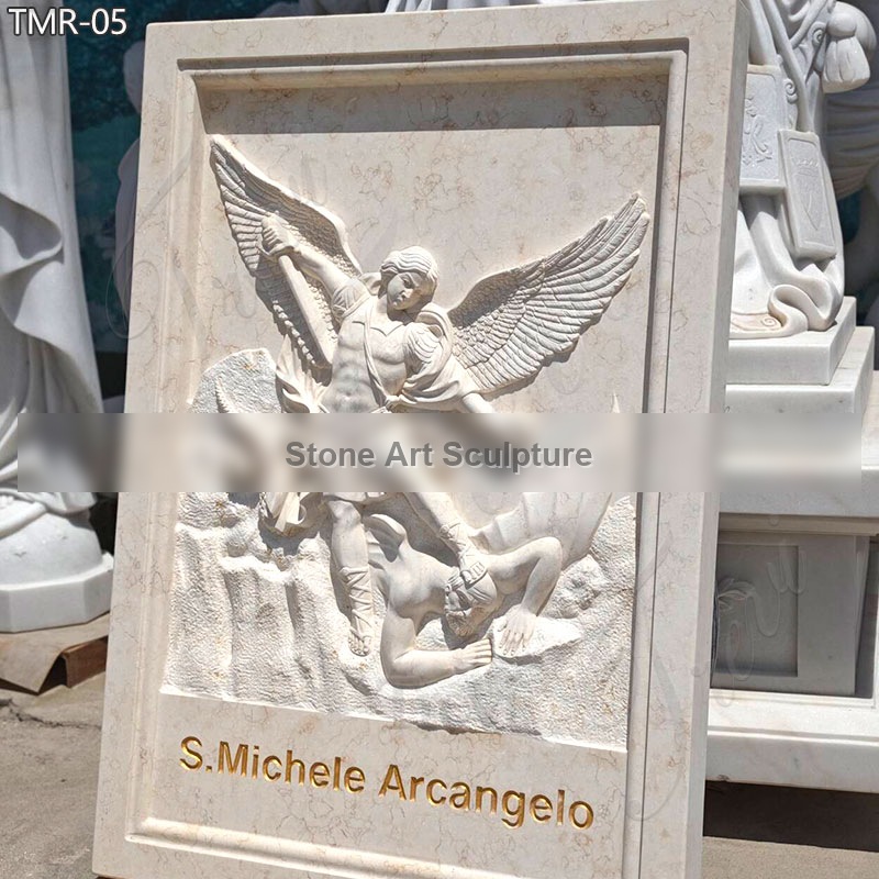 Marble St Michael Wall Art Relief Sculpture detail image