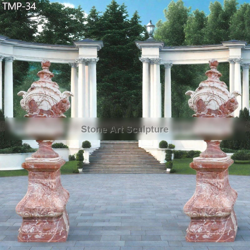 Natural Red Marble Planter Pot for Villa Porch detail image