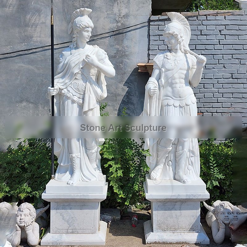 Classic Ancient Roman Marble Warrior Statues Outdoor Decor TMC-69 detail image