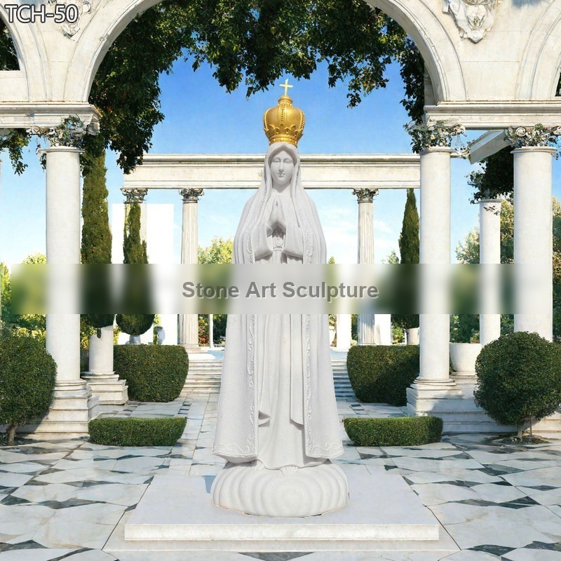 Marbel Our Lady of Fatima Statue with Golden Crown TCH-50 detail image