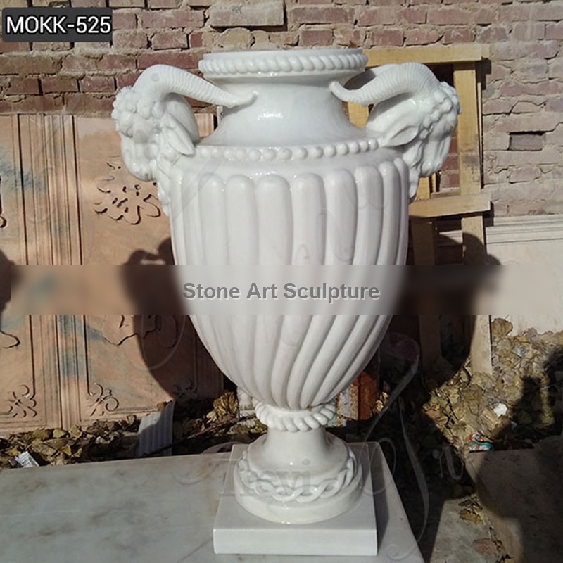 Customize White Marble Planter Design for Garden or Indoor Decor MOKK-525 detail image