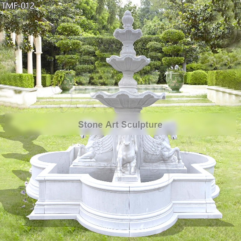 Outdoor Tiered Marble Garden Horse Fountain for Sale TMF-012