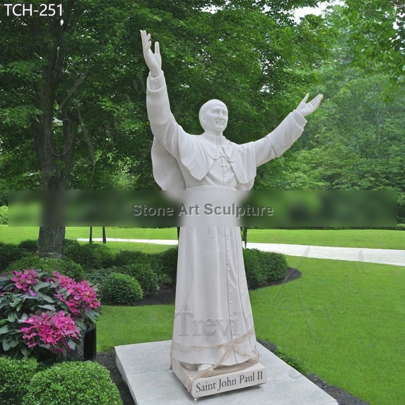 Life Size Marble Pop John Paul II Statue detail image