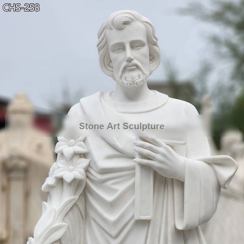 White Marble St Joseph Statue for Sale CHS-258 detail image