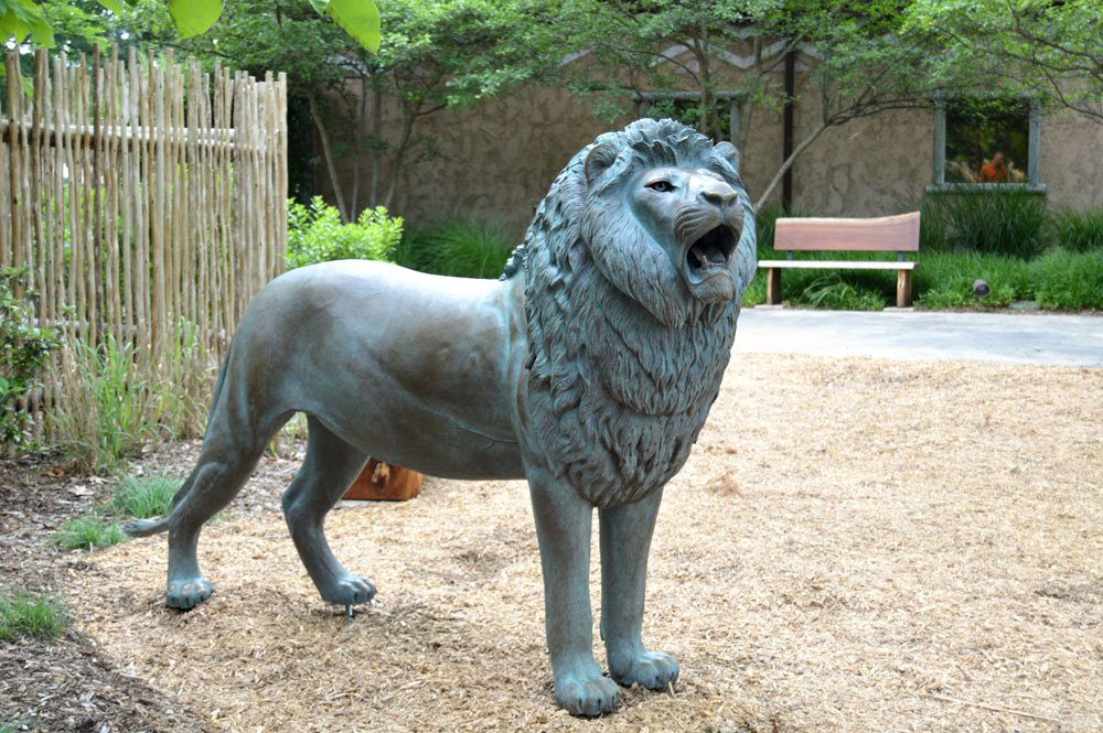 wildlife Standing Roaring Lion Statue