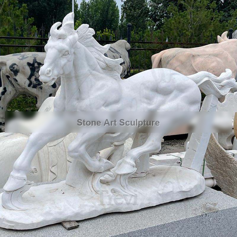 White Carving Marble Horse Statue Manufacturer TMA-103 detail image