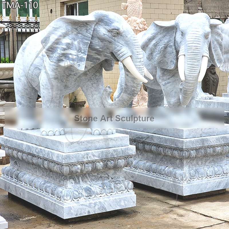 Large Marble Carved Elephant Statue for Sale China Supplier TMA-110
