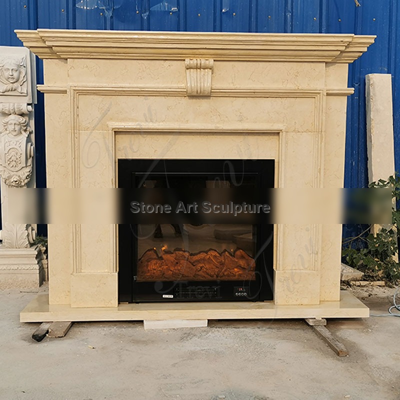 Classic Egyptian Beige Marble Fireplace for Home Decoration Factory Supply TMFP-025 detail image