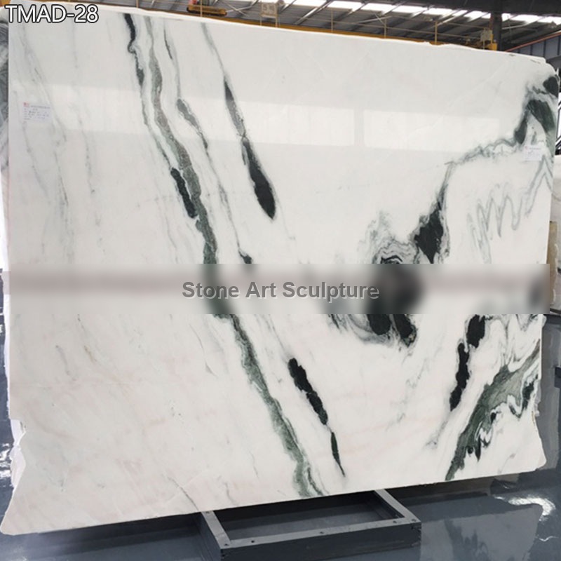 Italian Panda White Marble Slab with Black Veins detail image