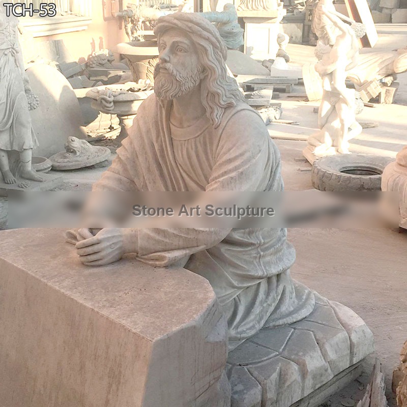 Hand Carved Marble Jesus in the Garden of Gethsemane Statue TCH-53 detail image