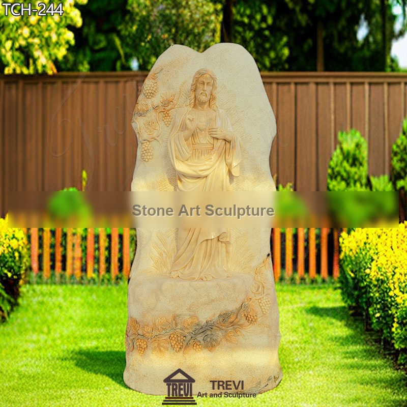 Beige Large Outdoor Marble Jesus Statue for Sale detail image