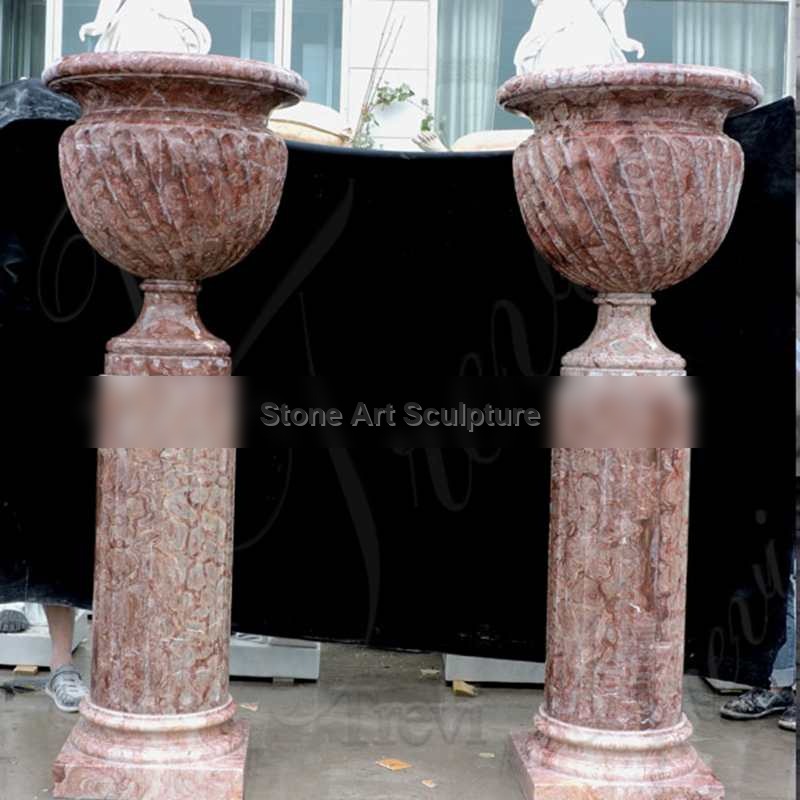 Antique Red Marble Large Garden Flower Pots sale TMP-06 detail image