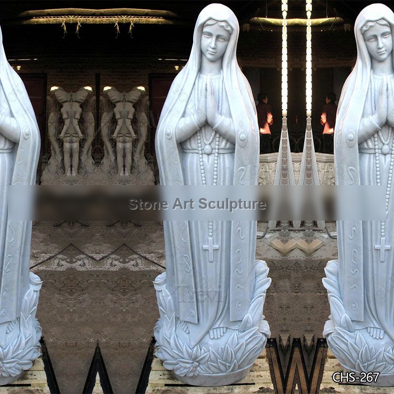 Hand Carved White Marble Virgin Mary Statue Outdoor for Sale CHS-267