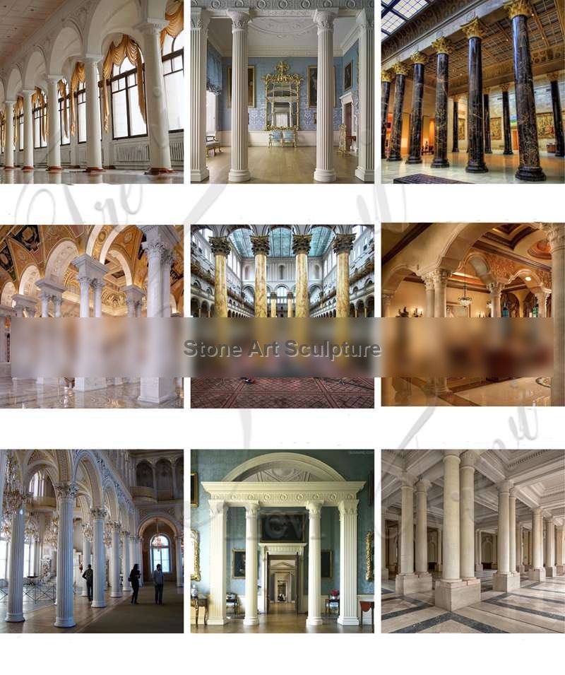 Beige Marble Roman Pillars with Beautiful Veins for Homes for Sale MOK1-034 detail image