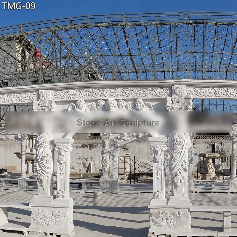 Extra Large Luxury Marble Pavilion with Iron Dome for Castle TMG-09 detail image
