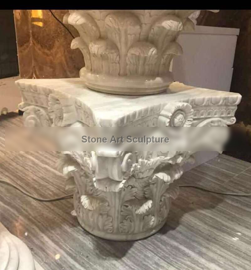 Hand Carved White Marble Pillars Decorative House Pillars for Sale MOKK-153 detail image