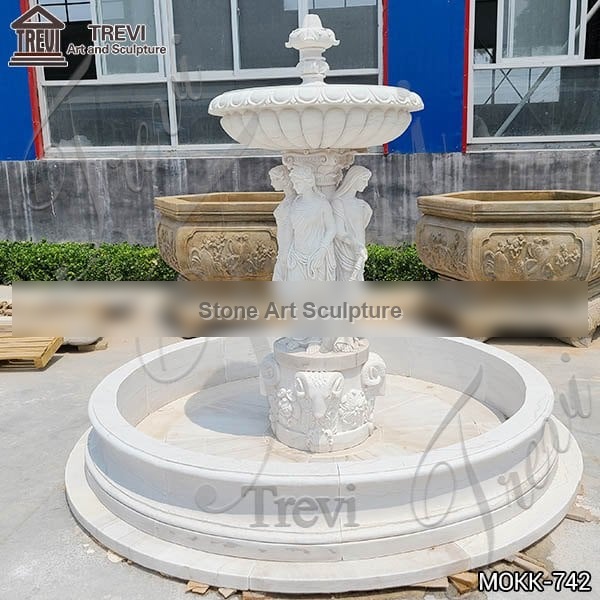 Large Outdoor Marble Woman Water Fountain Manufacturer MOKK-742