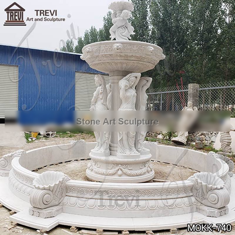 Outdoor Marble Woman Garden Fountain with Angel Manufacturer MOKK-740 detail image