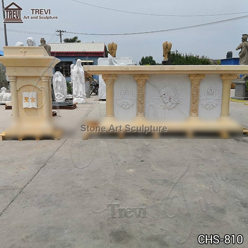 High Quality Beige Marble Altar Church Decor for Sale CHS-810 detail image
