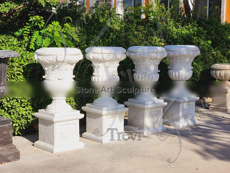 White Big Real Marble Pots for Plants Online MOKK-935 detail image