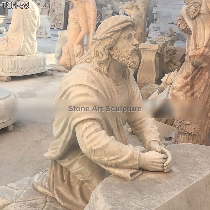 Hand Carved Marble Jesus in the Garden of Gethsemane Statue TCH-53 detail image