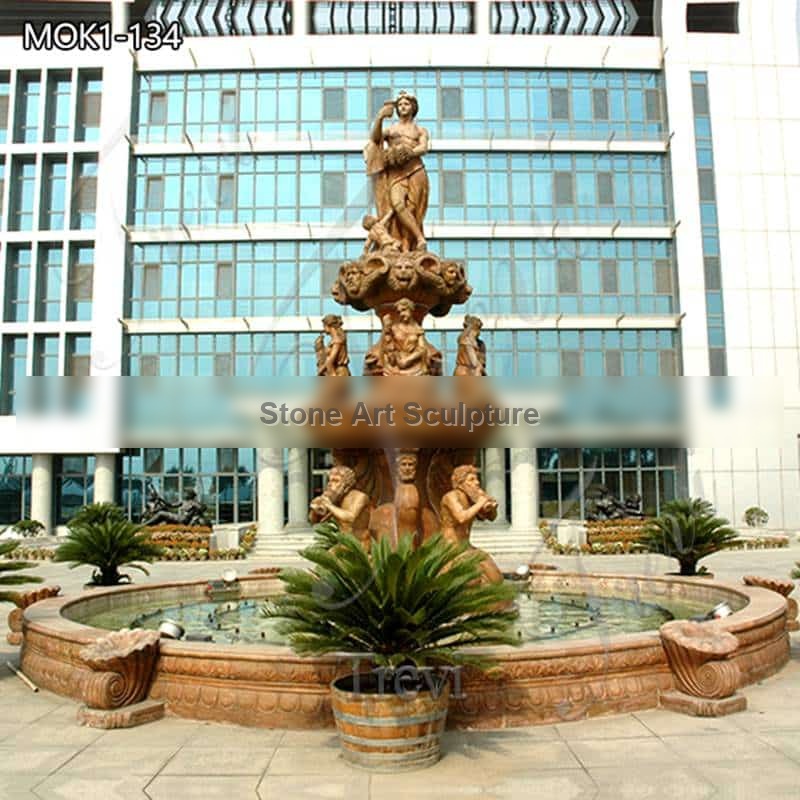 Large Beige Marble Statue Fountain for Outdoor MOK1-134