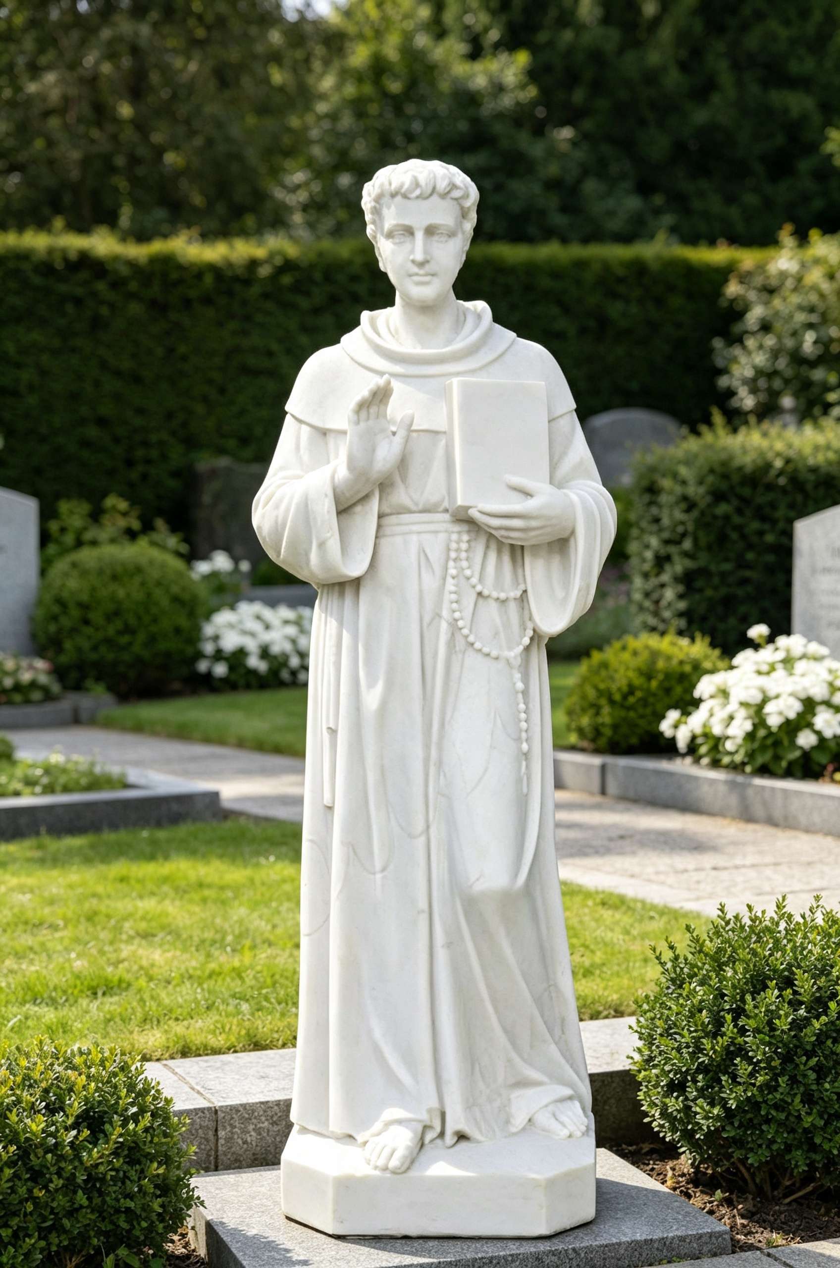 White Marble Saint Statue, Religious Church Stone Sculpture-SAS-21516