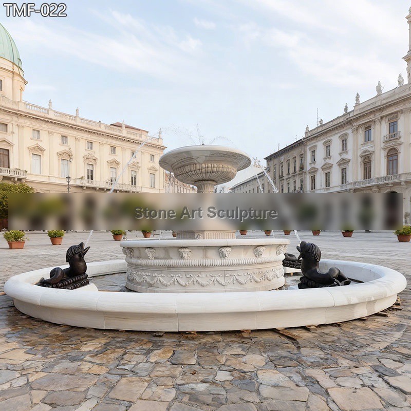 Large Outdoor Bronze Fish Statue Marble Fountain for Sale