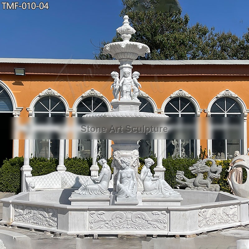 Outdoor Large Garden Marble Water Fountain with Female Sculpture TMF-010 detail image