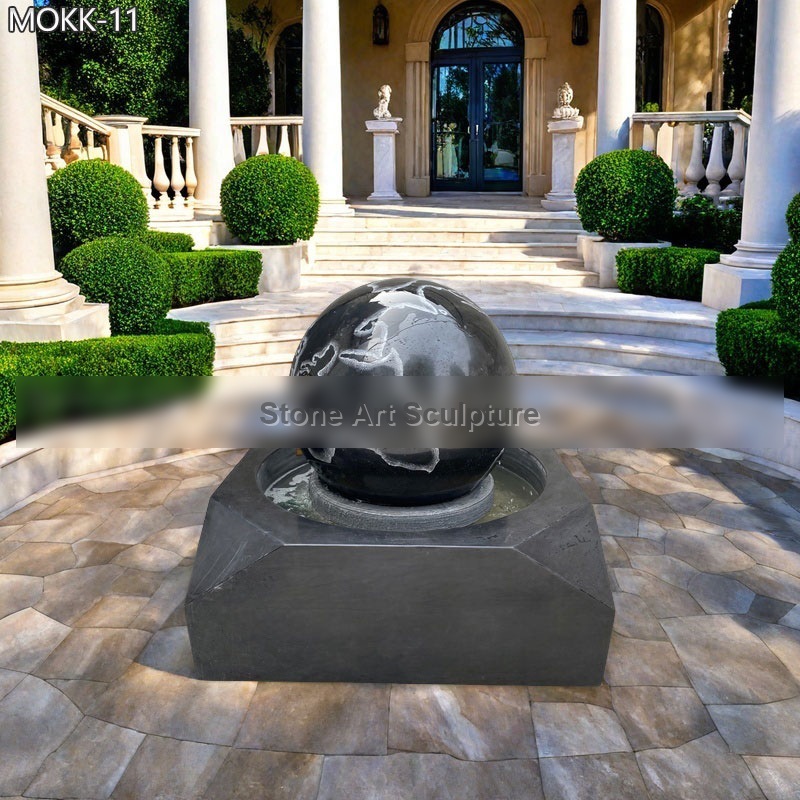 Black Granite Kugel Fountain Outdoor Decor for Sale TMF-017