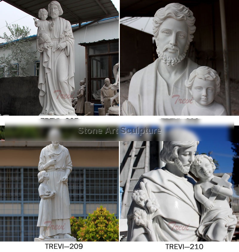 Catholic saint marble statues of Joseph for religious garden decor TCH-33 detail image